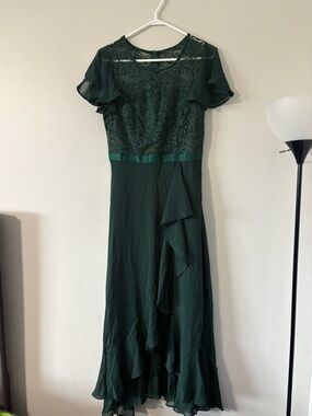 Amazon Dark Green Lace Bodice Maxi Dress